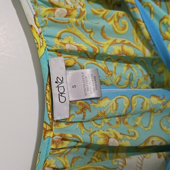 {Caché} Women’s Blouse Multicolor Tassel Print Tie Cold Shoulder Blouse - Size S - Picture 12 of 12